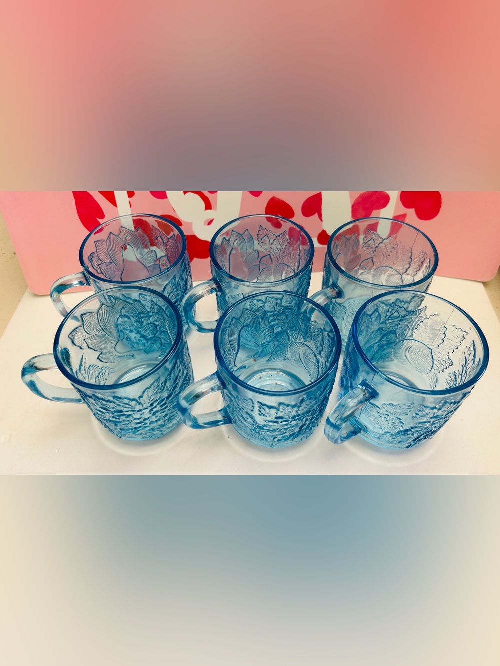 Cups, light blue, vintage KIG made in Indonesia. Like new. Set of 6.